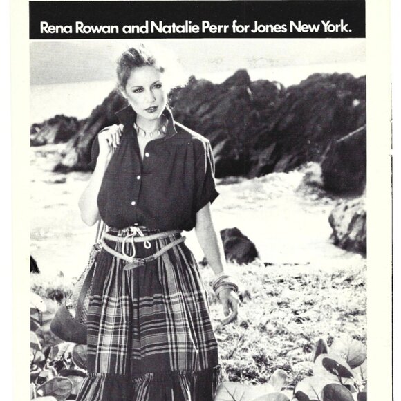 Rena Rowan Natalie Perr Jones New York Bohemian Plaid Vintage 1970s Print AD - Picture 2 of 2